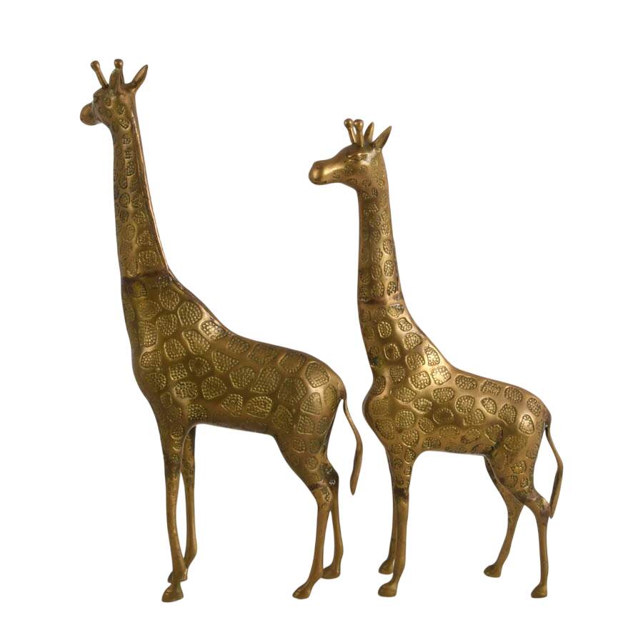 Mid-Century Modern Pair of Brass Giraffe Sculptures-3