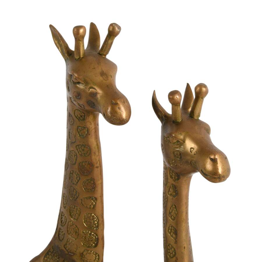 Mid-Century Modern Pair of Brass Giraffe Sculptures-2