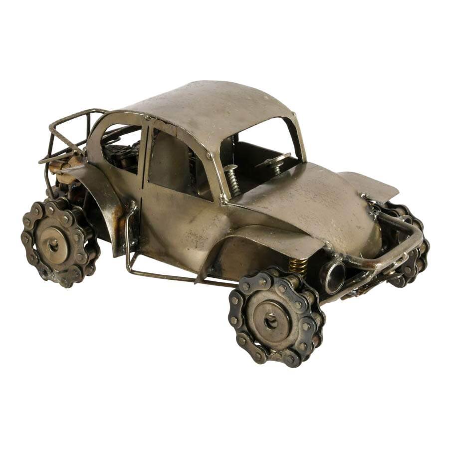 Pair of Buggy and Tractor Recycled Metal Auto Part Sculptures-3