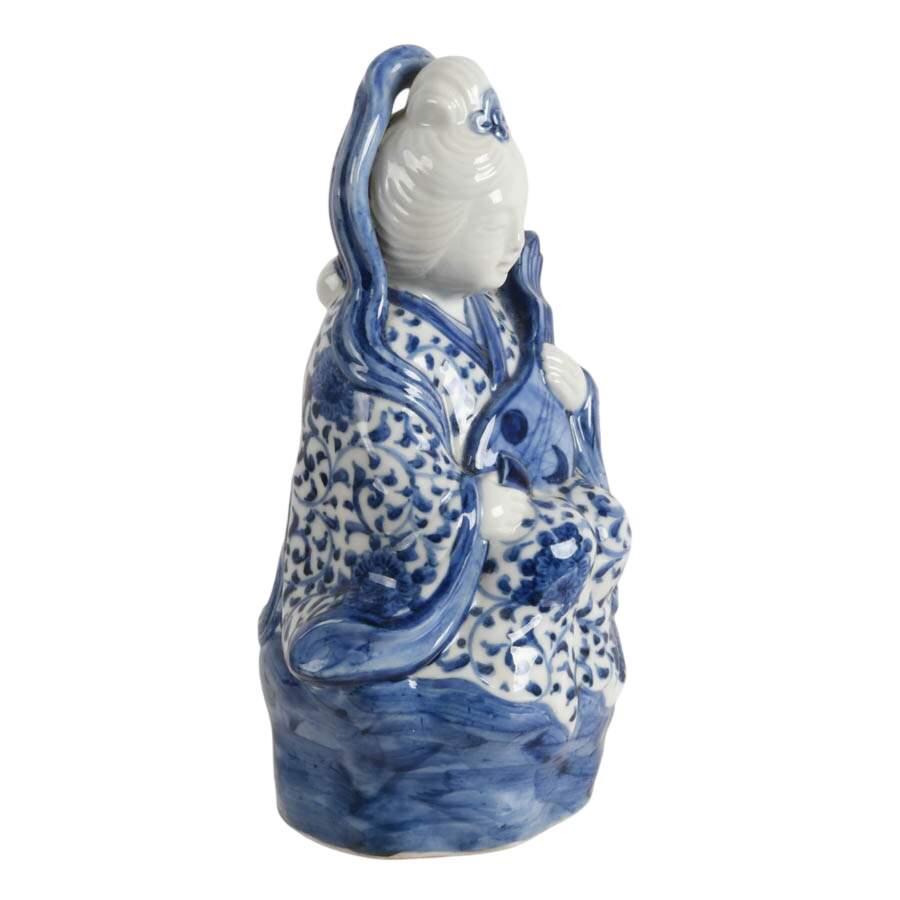 Japanese Hand-Painted Porcelain Kannon Goddess of Mercy Statue-7