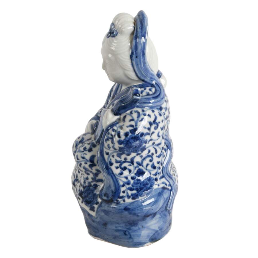 Japanese Hand-Painted Porcelain Kannon Goddess of Mercy Statue-5