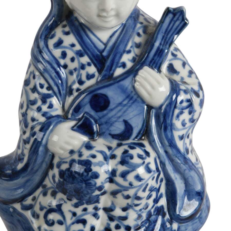 Japanese Hand-Painted Porcelain Kannon Goddess of Mercy Statue-3