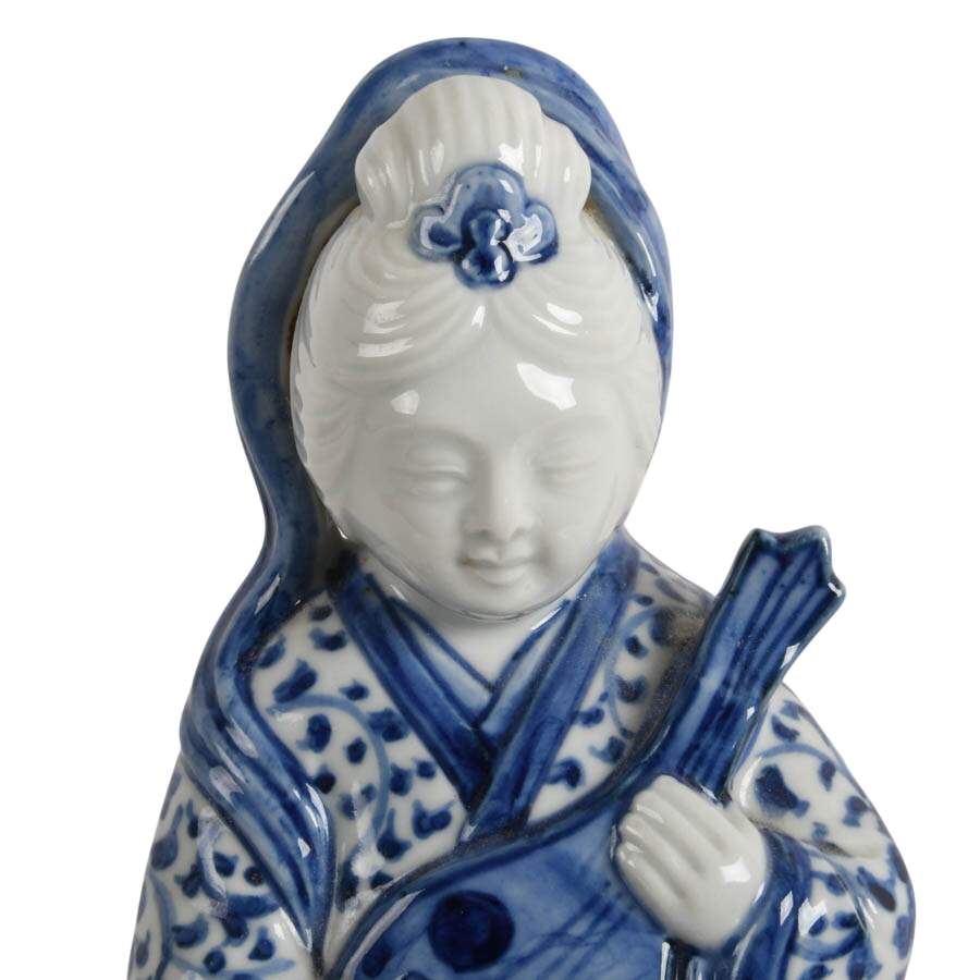 Japanese Hand-Painted Porcelain Kannon Goddess of Mercy Statue-2