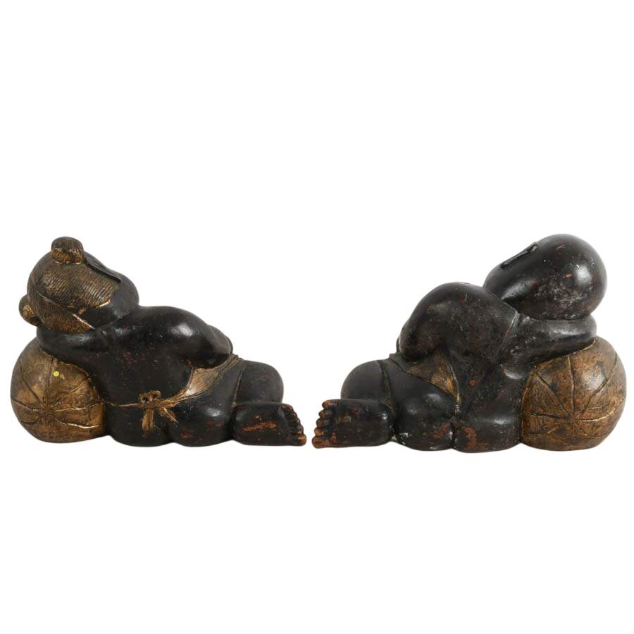 Antique Pair of Wooden Chinese Sleeping Children Décor-8