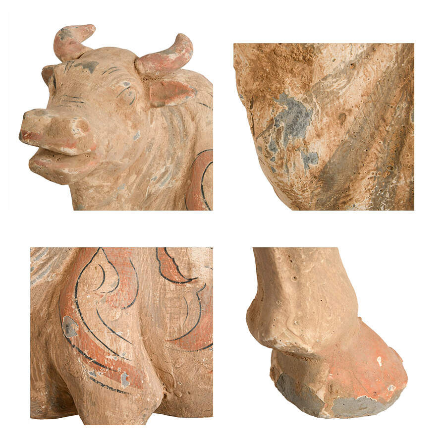 Chinese Pottery Ox Statue-4