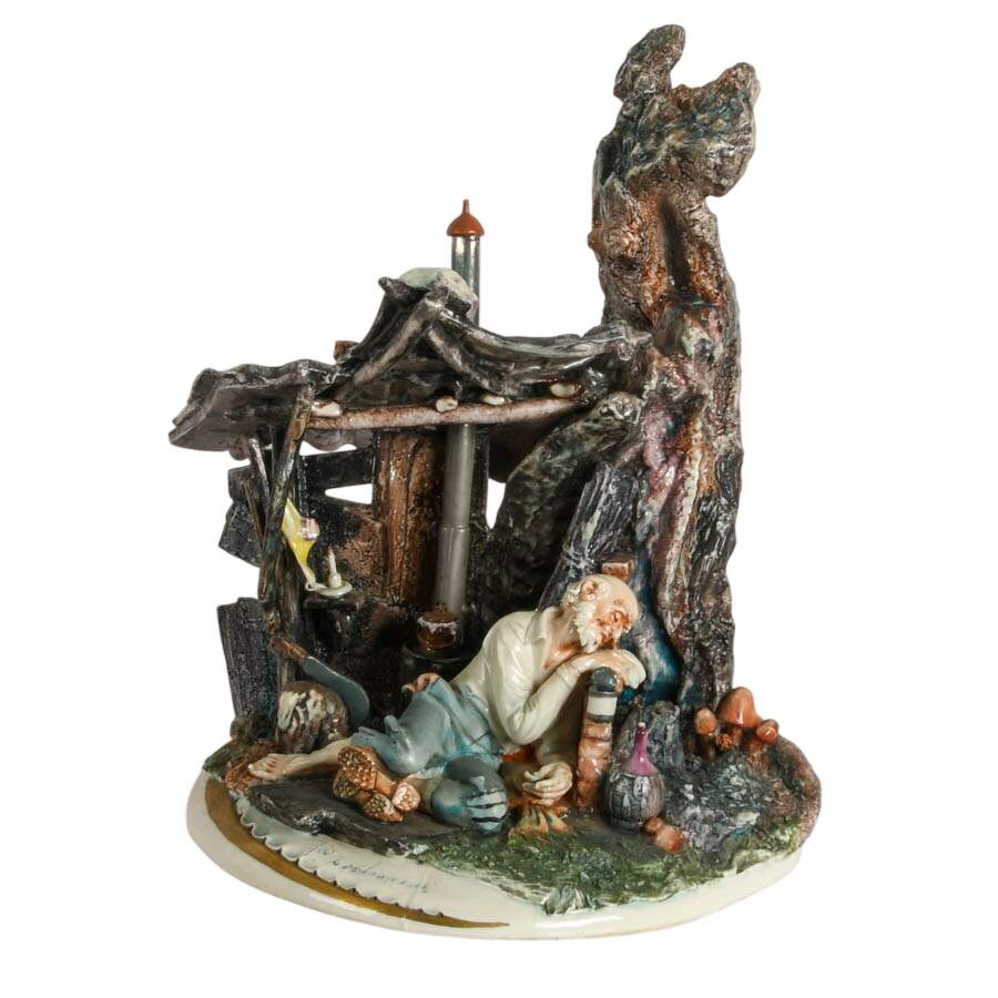 Signed Creazioni Cedraschi Porcelain Hobo Figurine-1