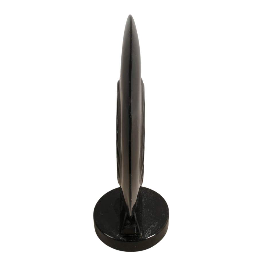 Carved Mexican Black Onyx Double-Sided Moon Face Sculpture-6