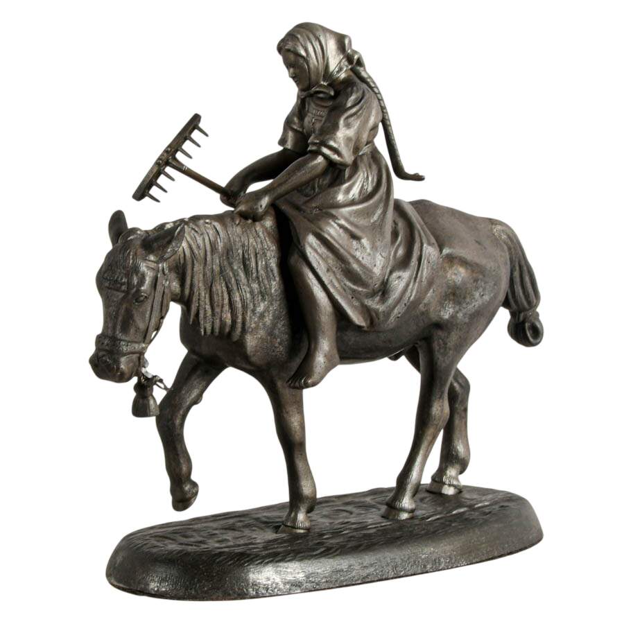 Antique Peasant Woman on Horse in the Style of Nikolai Ivanovich Lieberich-4