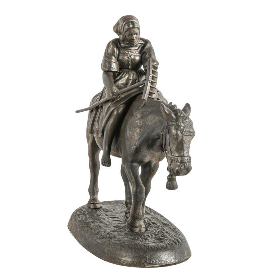 Antique Peasant Woman on Horse in the Style of Nikolai Ivanovich Lieberich-2