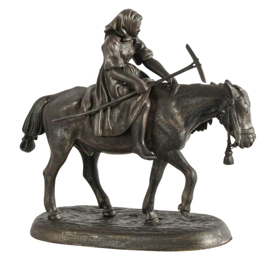 Antique Peasant Woman on Horse in the Style of Nikolai Ivanovich Lieberich-1