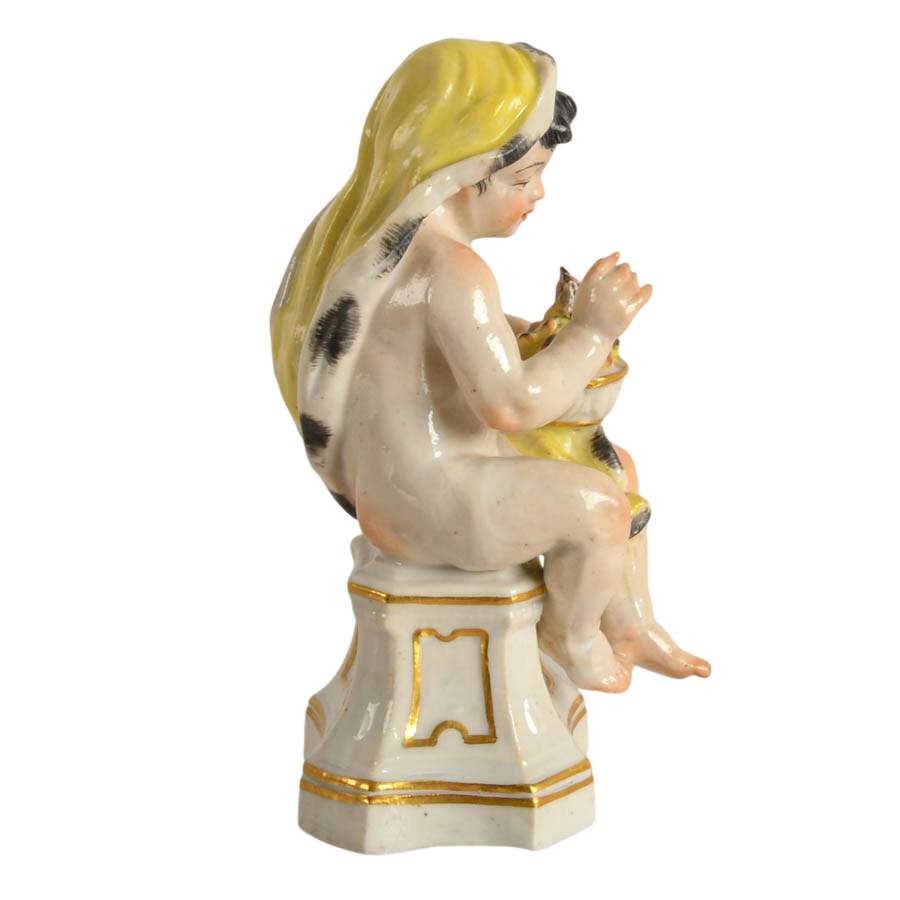 Antique German Hand-Painted Seated Porcelain Figure-5