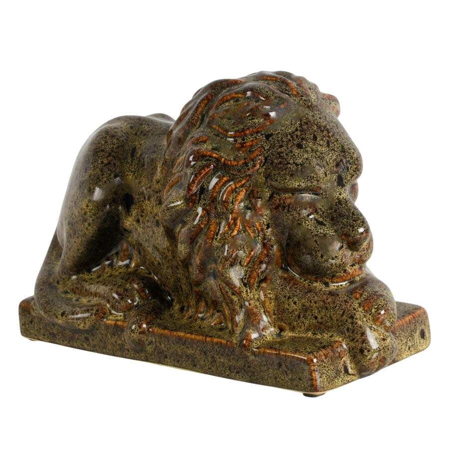 Mid-Century Modern Ceramic Lion Sculpture-5