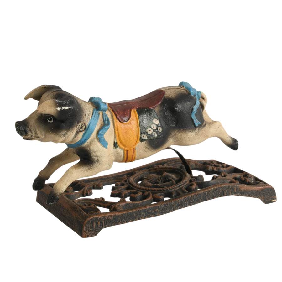 French Cochon-Style Cast Iron Carousel Pig-2