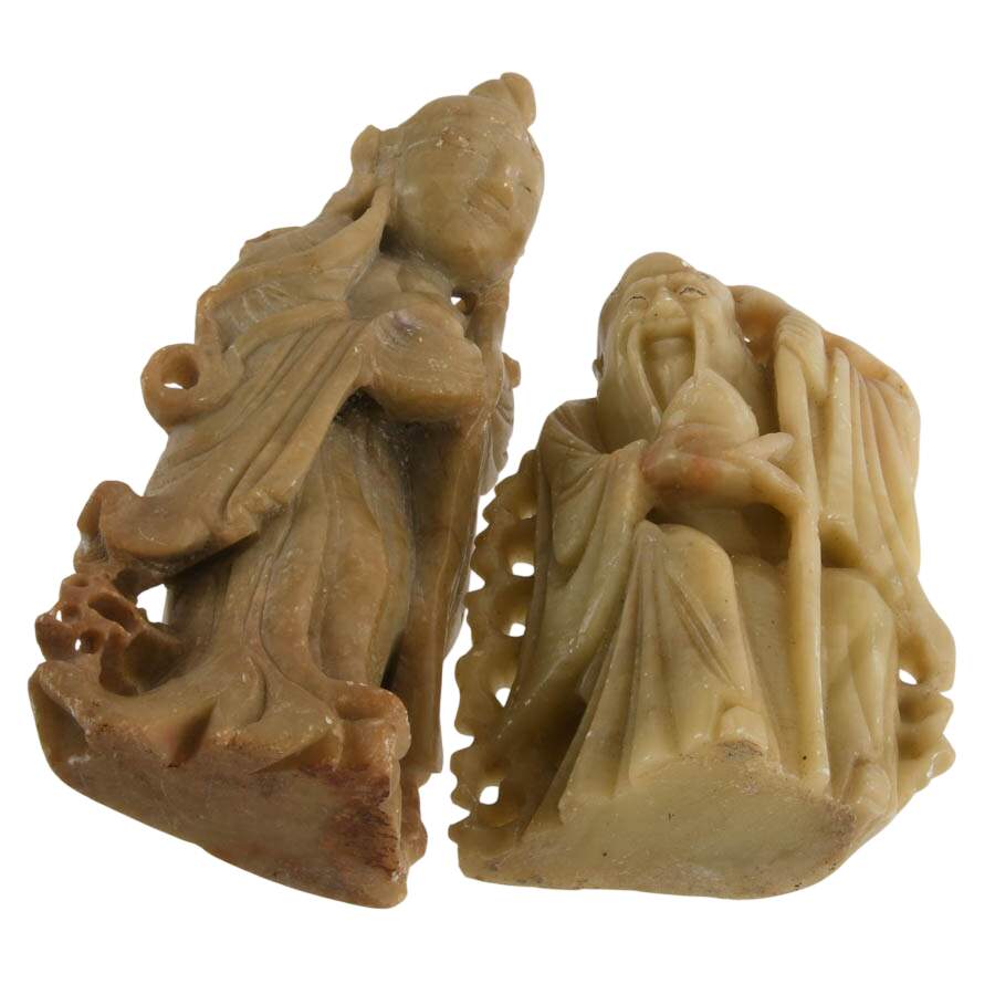 Pair of Chinese Carved Soapstone Figures-7