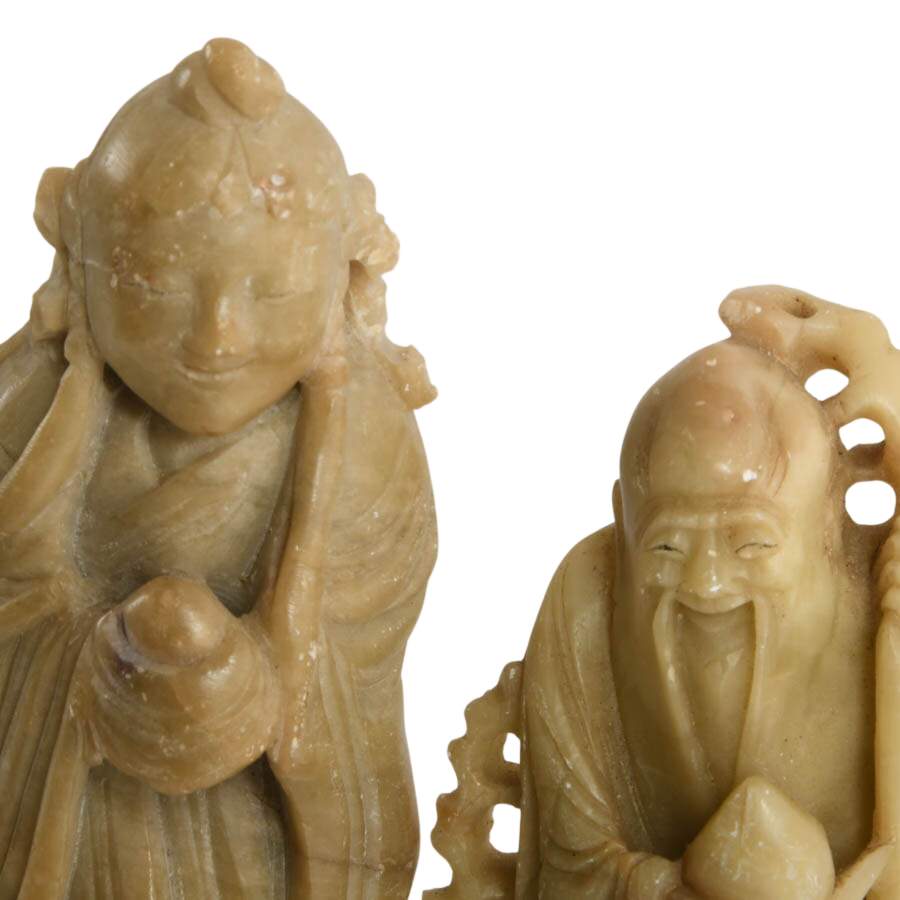 Pair of Chinese Carved Soapstone Figures-5
