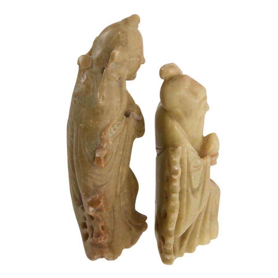 Pair of Chinese Carved Soapstone Figures-4