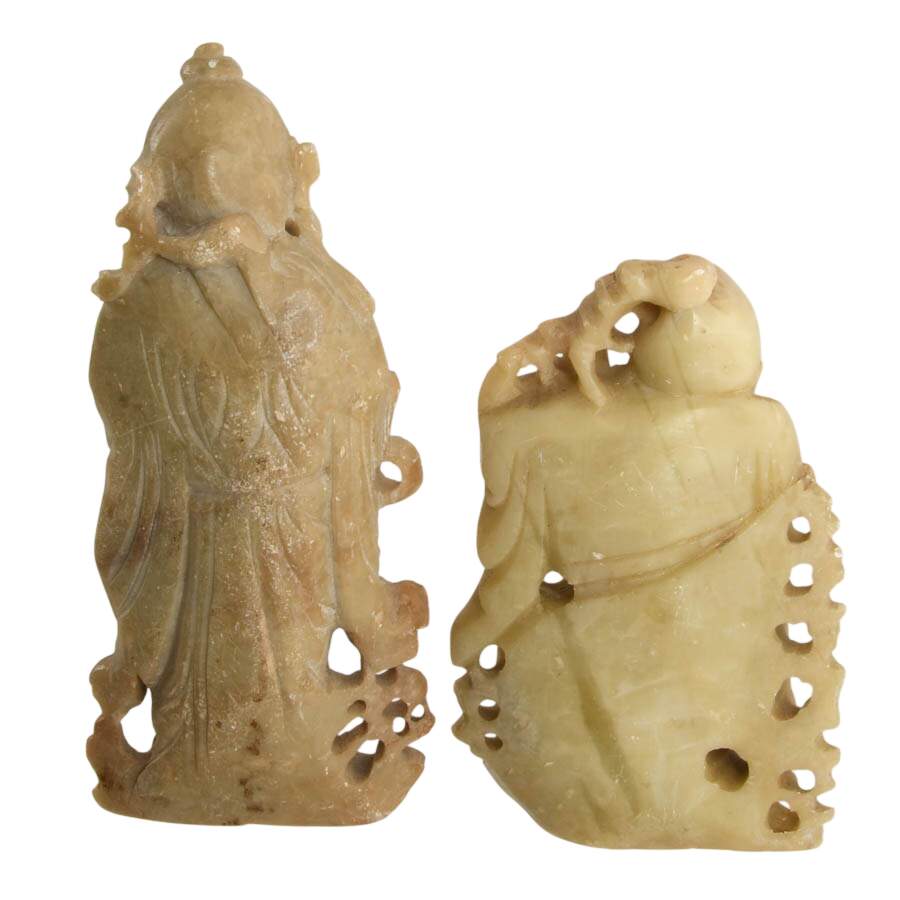 Pair of Chinese Carved Soapstone Figures-3