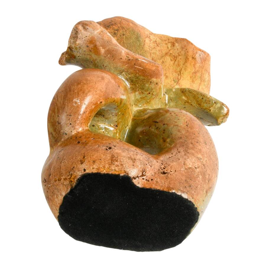Hand-Carved Stone Abstract Sculpture in Shades of Olive and Brown-9