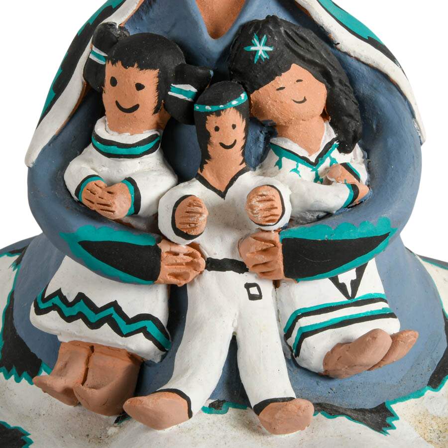 Handmade Signed Arturo Ledezma Native Navajo Woman and Children Figure-6