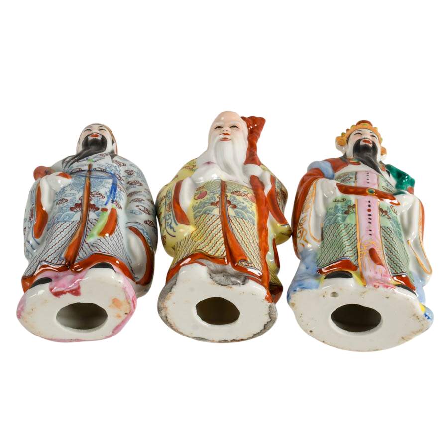 Chinese Sanxing Trio Porcelain Figurines-7