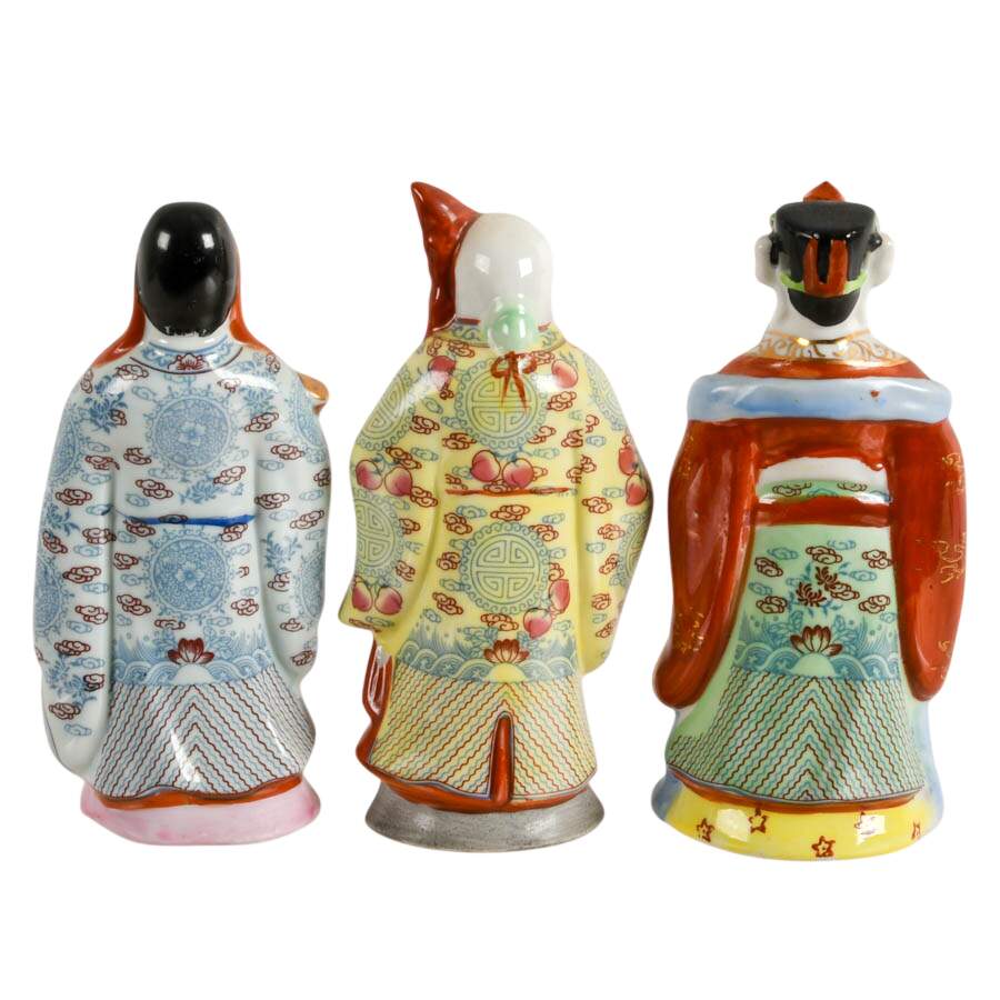 Chinese Sanxing Trio Porcelain Figurines-3