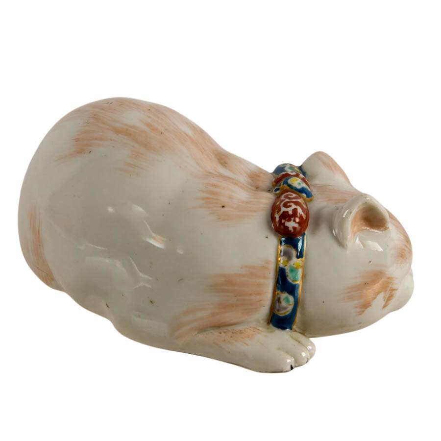 Japanese Kutani-Ware Style Porcelain Sleeping Cat Figure-4