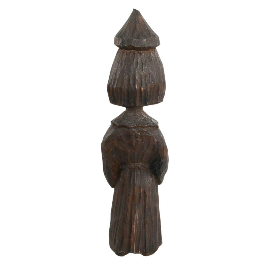 Hand-Carved Wooden Monk Figure-3
