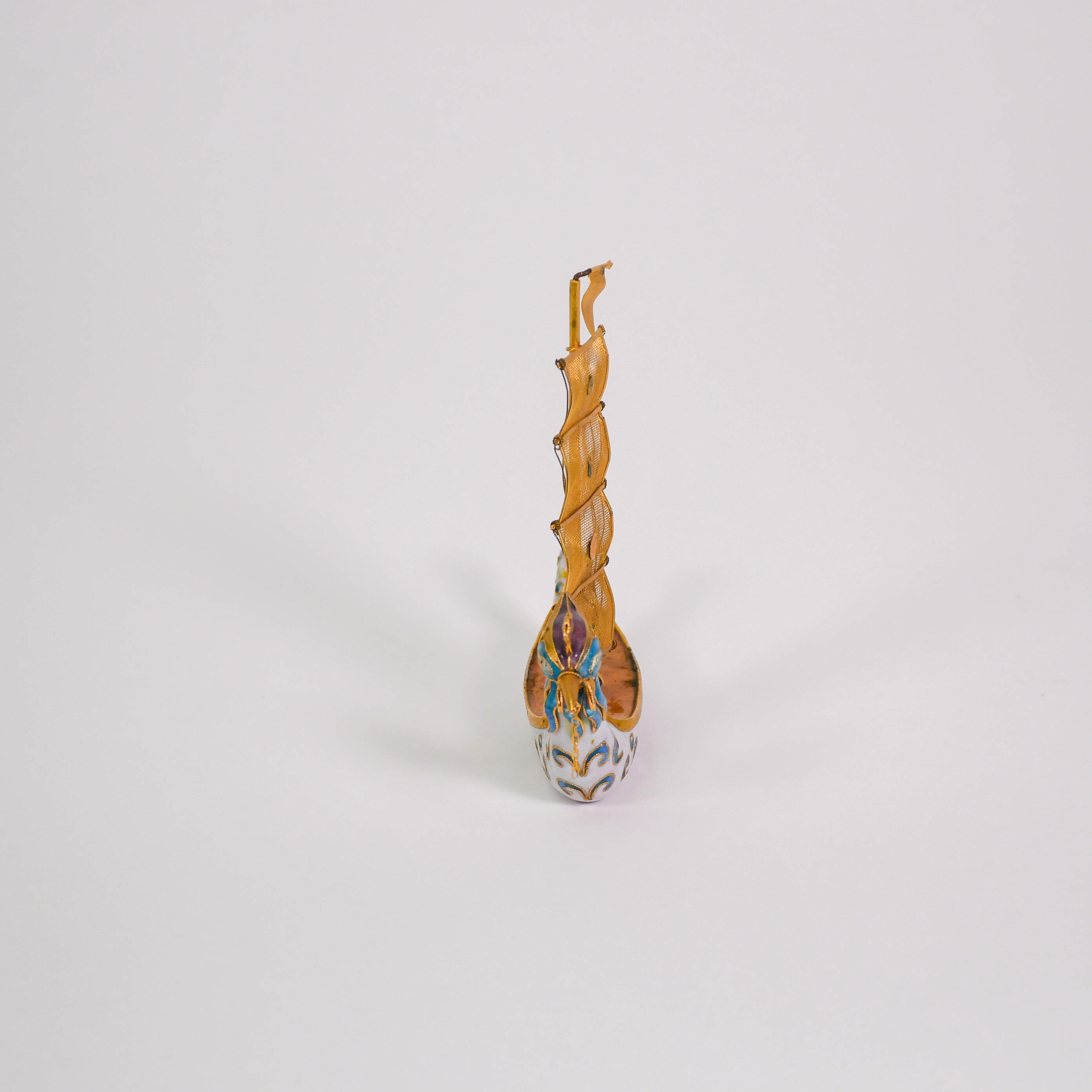 Decorative Cloisonné Phoenix Junk Boat Figurine-2