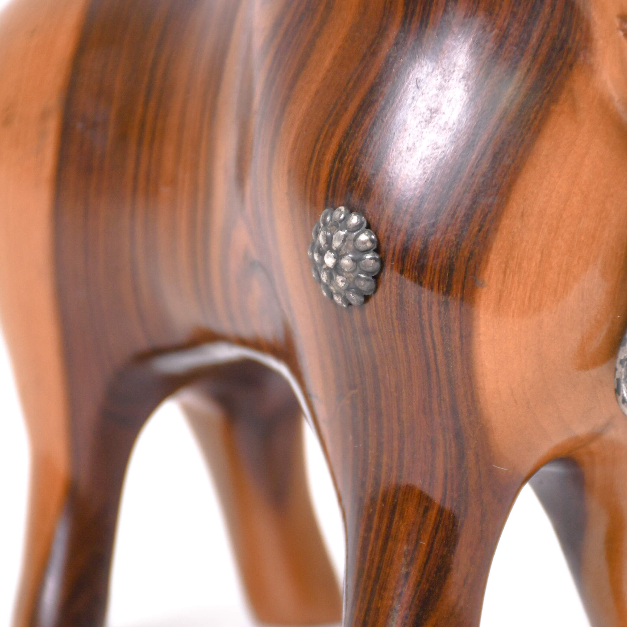 Mid-Century Modern Mahogany & Silver Torito de Pucara Bull Statue-9