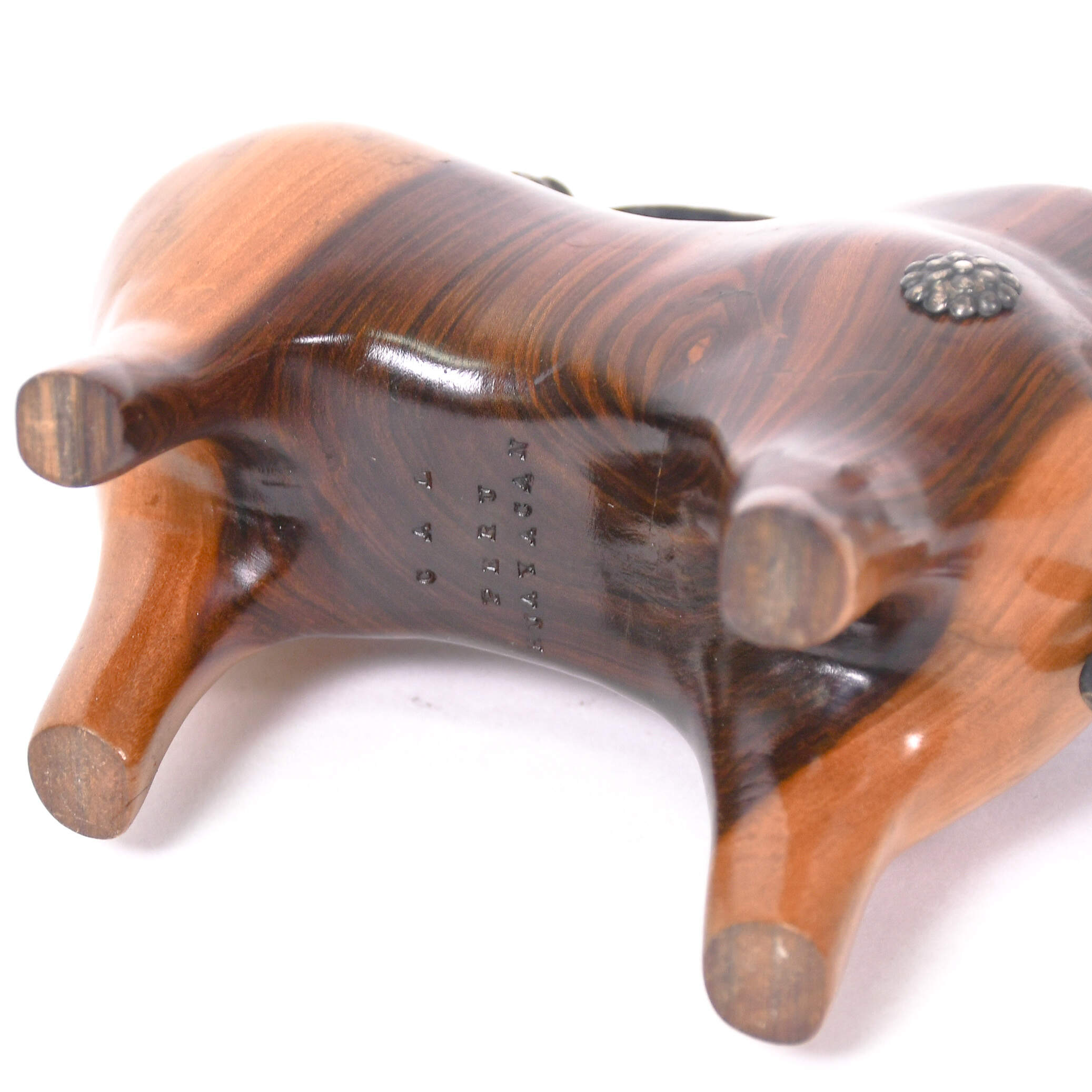 Mid-Century Modern Mahogany & Silver Torito de Pucara Bull Statue-6