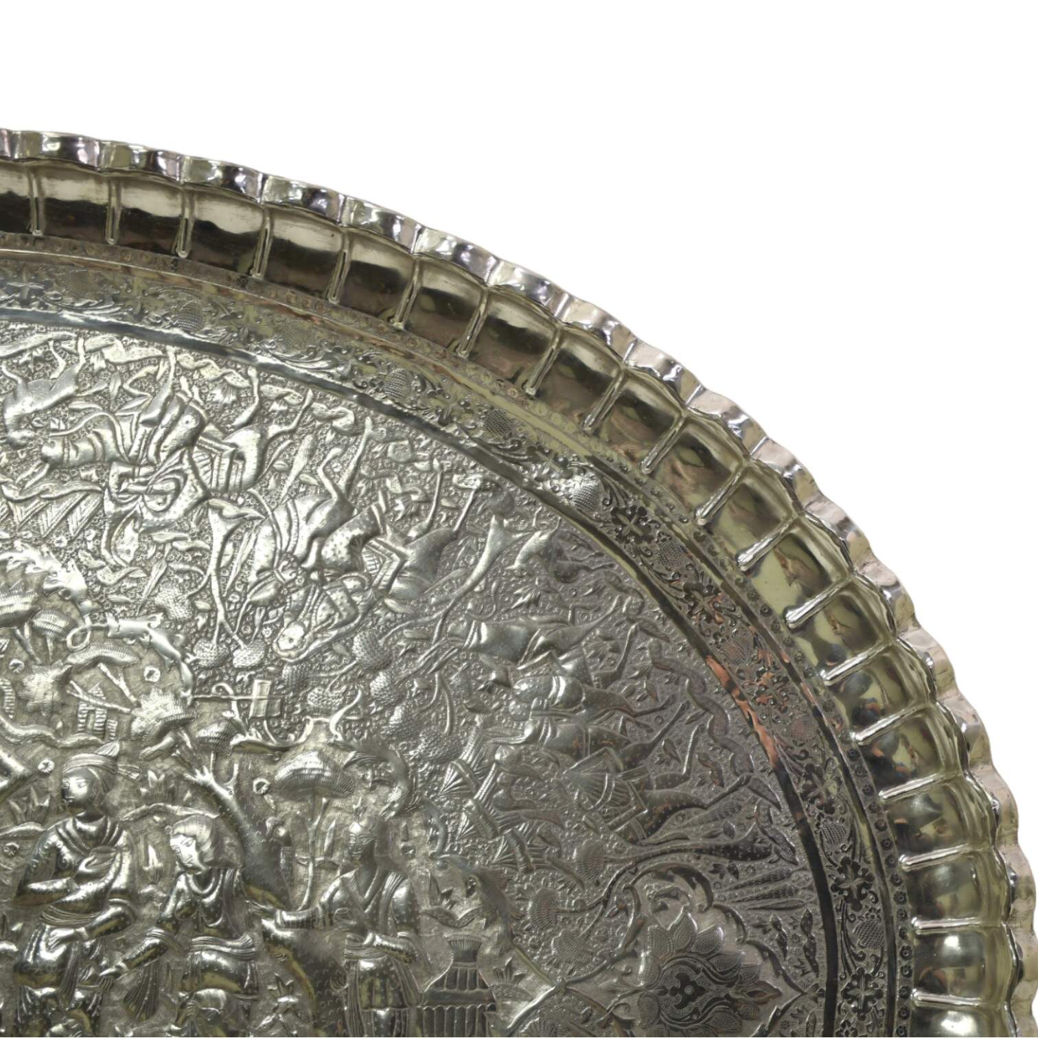 Oversized Middle Eastern Silver-Plated Coffee Tray-3