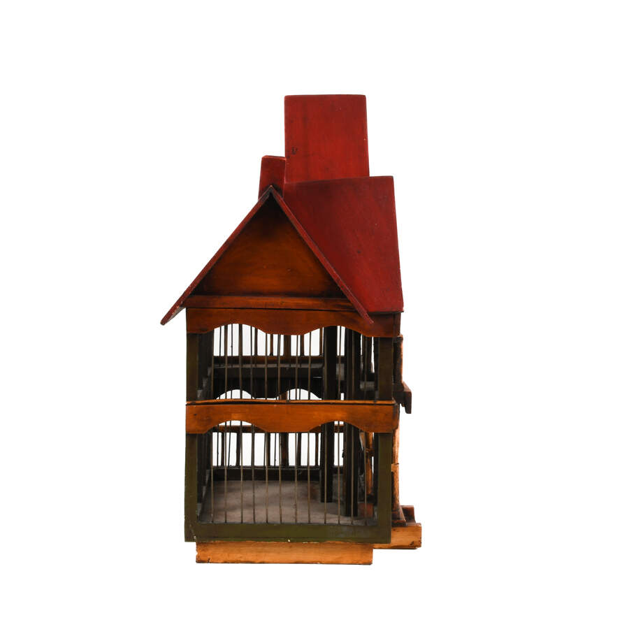 Decorative Wooden Victorian-Style House Bird Cage-4