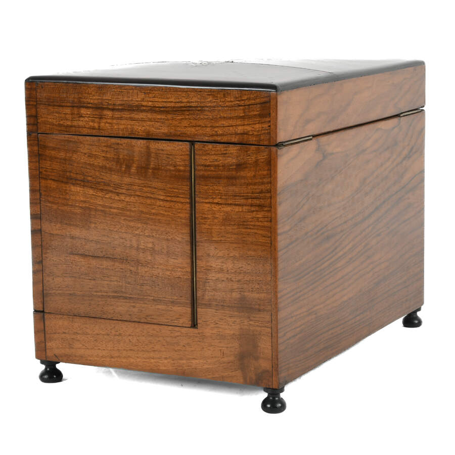 French Burlwood and Inlaid Bar with Decanters and Cordials-4