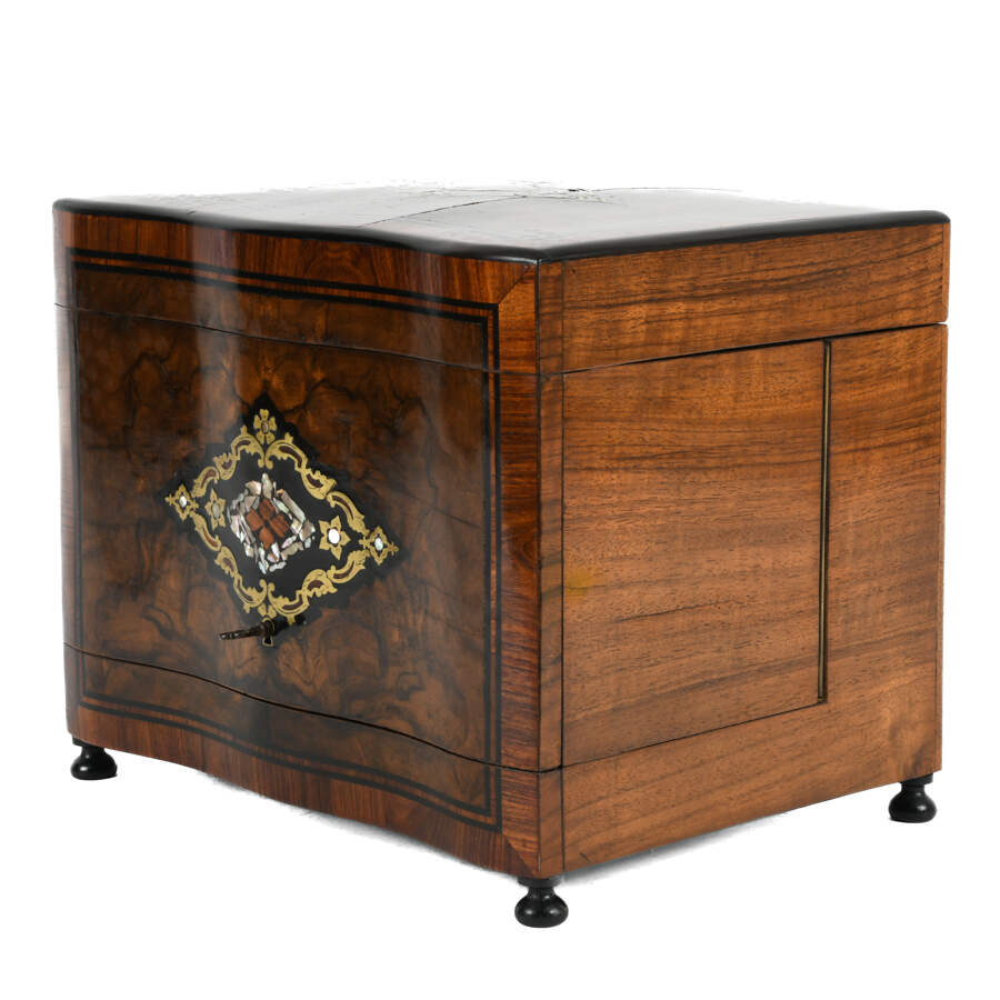 French Burlwood and Inlaid Bar with Decanters and Cordials-2