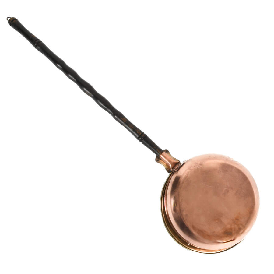 Antique Brass Bed Warmer with Star Motif-6