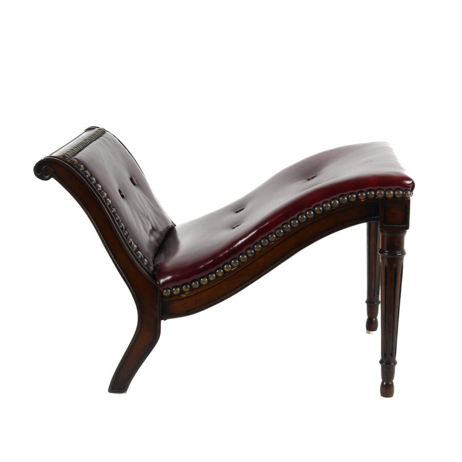 Mahogany and Naugahyde Gout Foot Stool-1