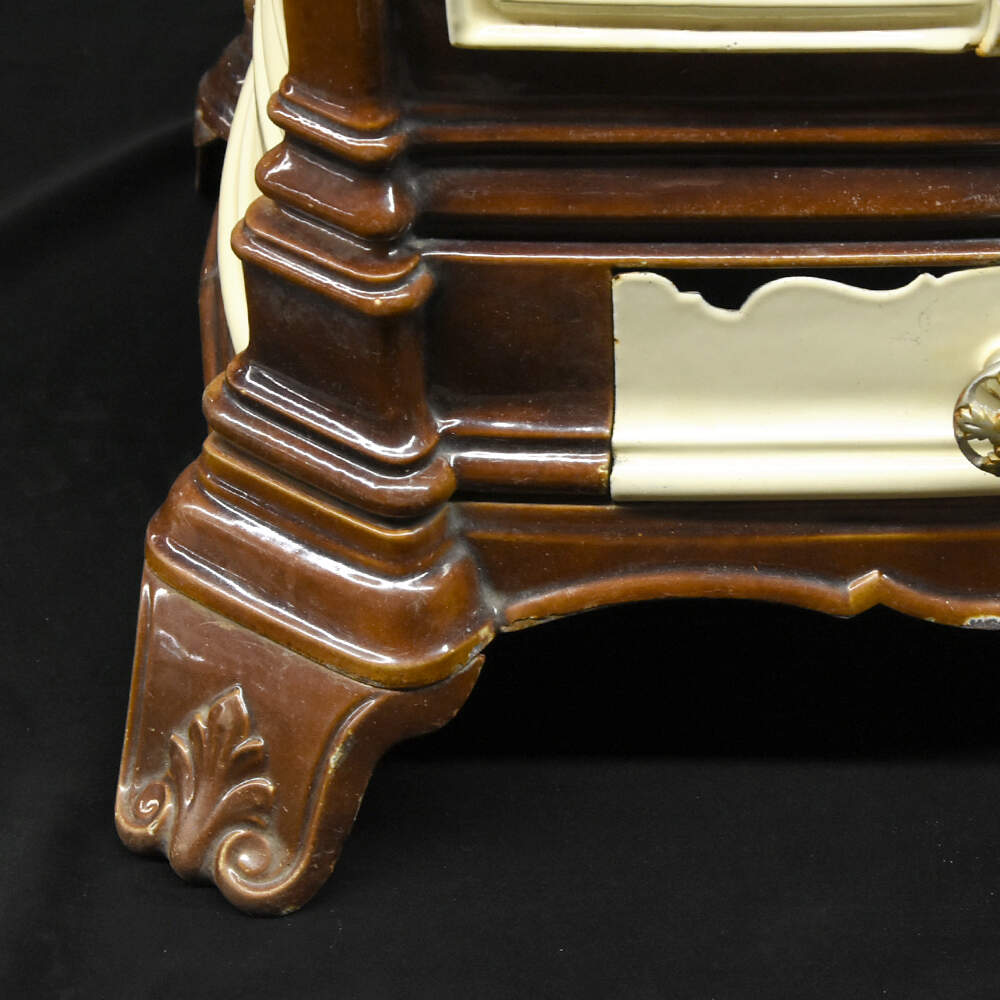Antique French Calorifère Two-Color Enameled Radiator Stove-8