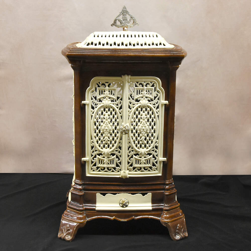 Antique French Calorifère Two-Color Enameled Radiator Stove-1