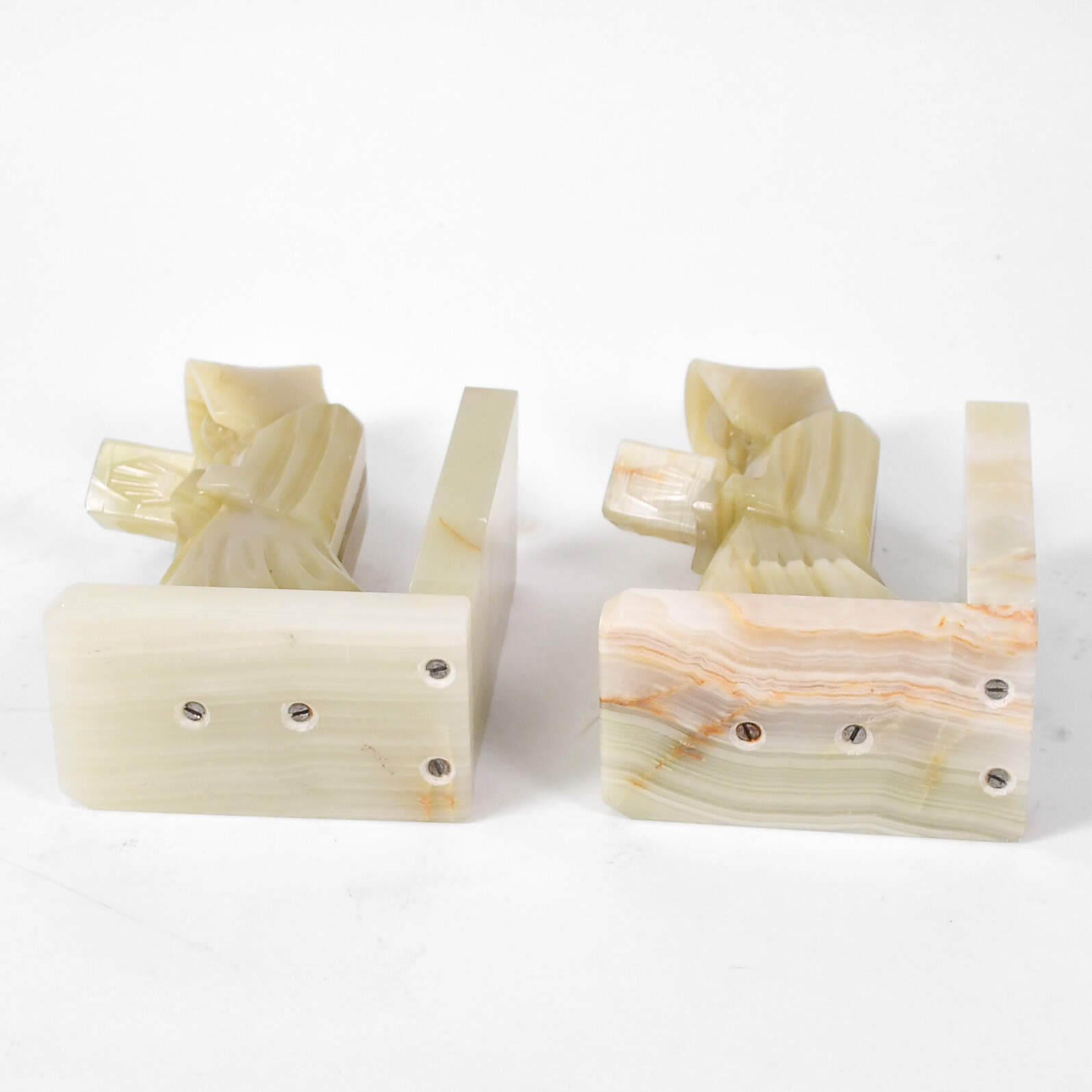 Mid-Century Modern Carved Onyx Monk Bookends-5