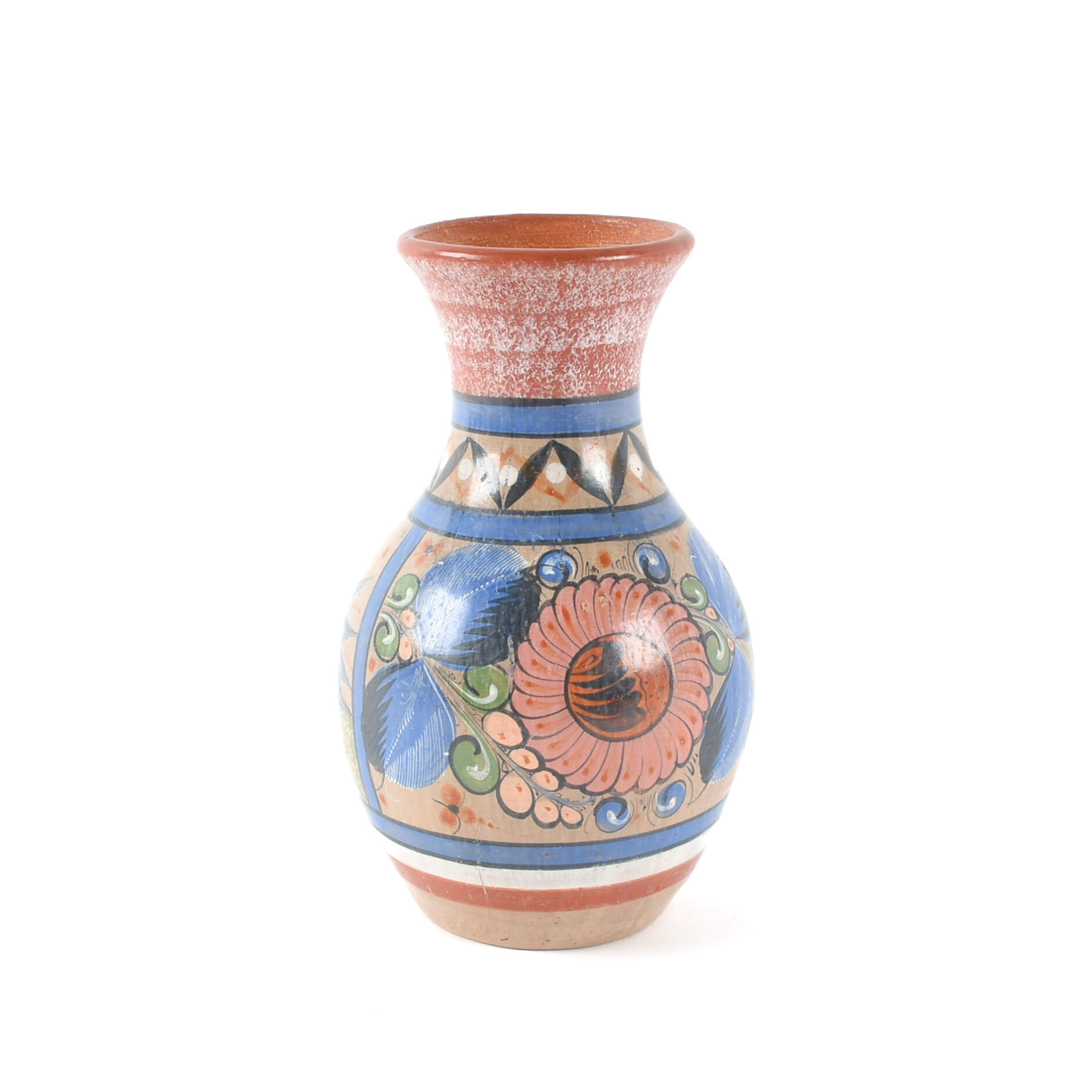 Hand-Painted Flared Mexican Folk Art-Style Vase-3