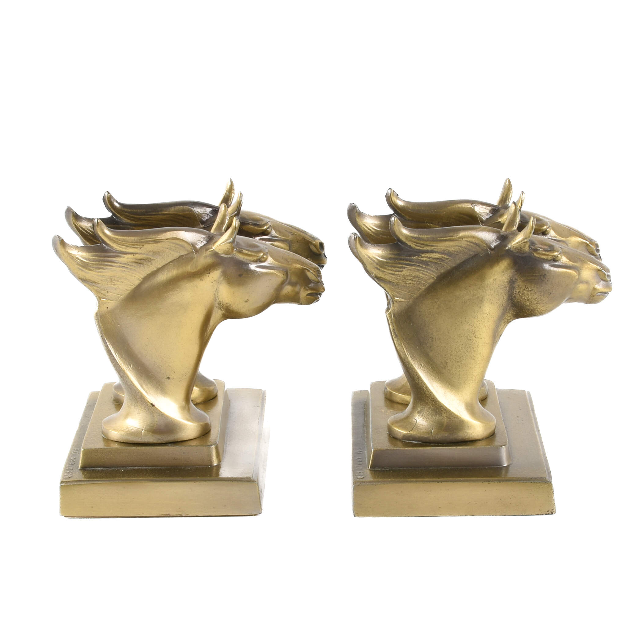 Frankart Gold Tone Stallion Bookends-3