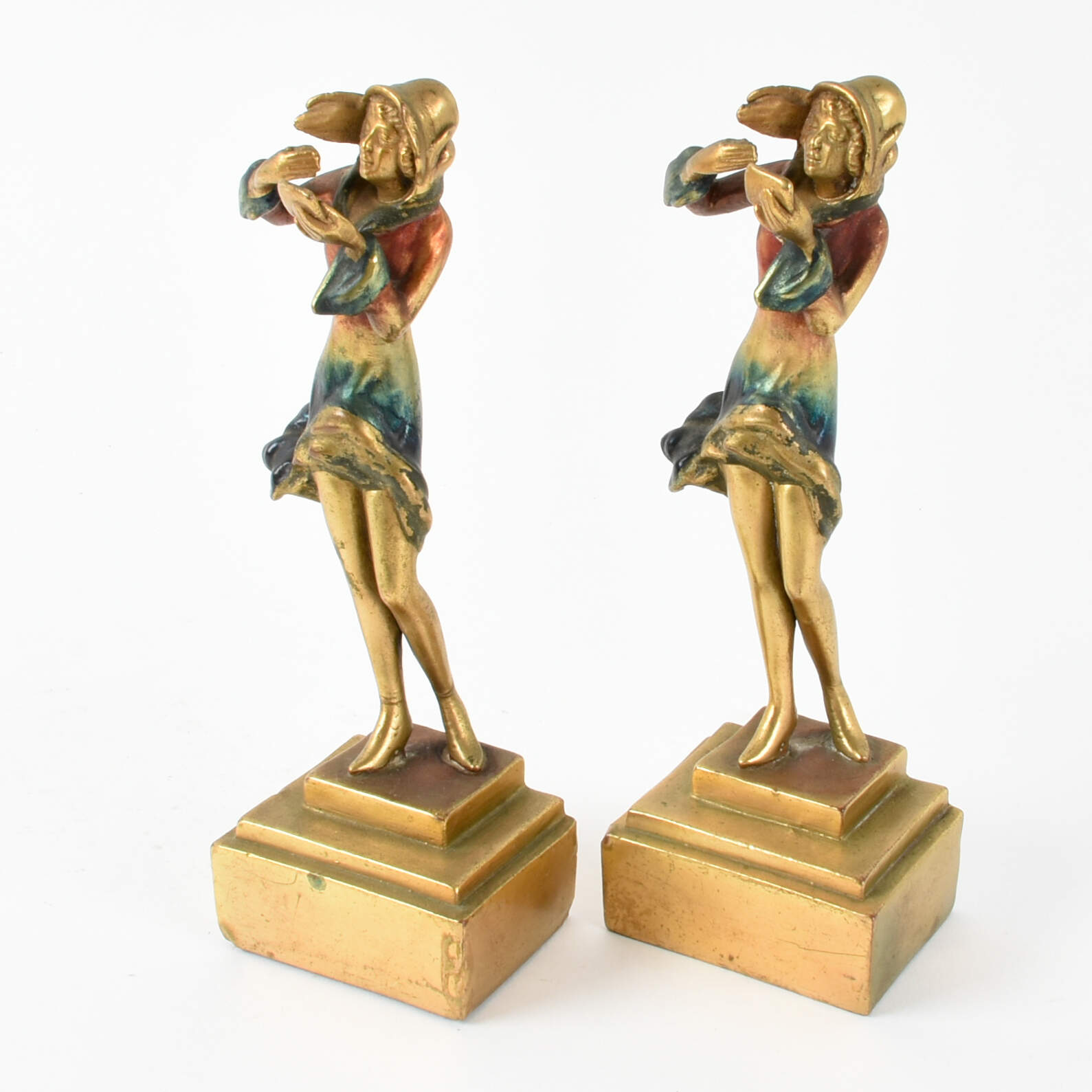 Pair of Art Deco Cold Painted Flapper Bookends-2