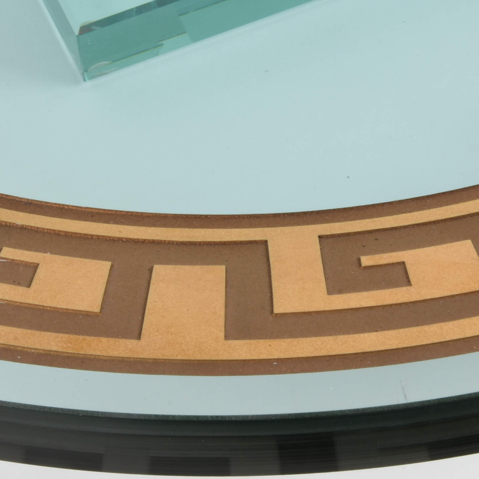 Green Glass Greek Key Bowl with Stand-6