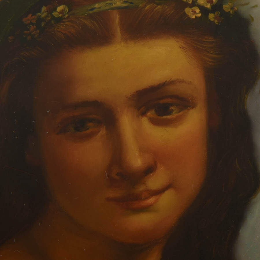 Pair of Glazed Gold Leaf Domed Portrait Plaques-6