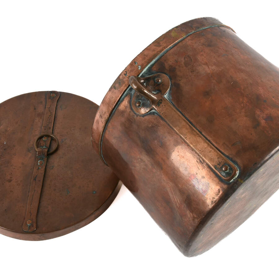 Antique Large French Hand-Forged Copper Pot with Lid-11