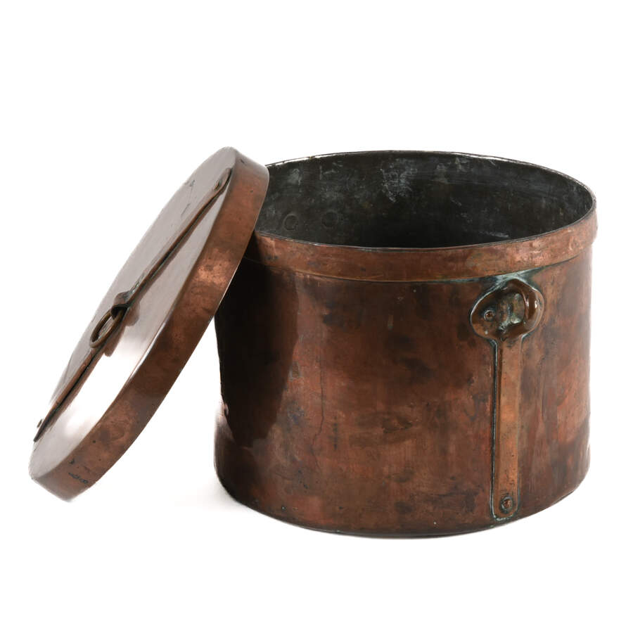 Antique Large French Hand-Forged Copper Pot with Lid-6