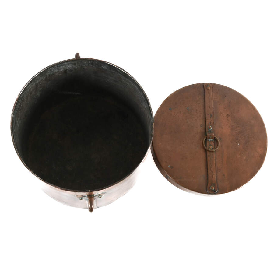 Antique Large French Hand-Forged Copper Pot with Lid-5