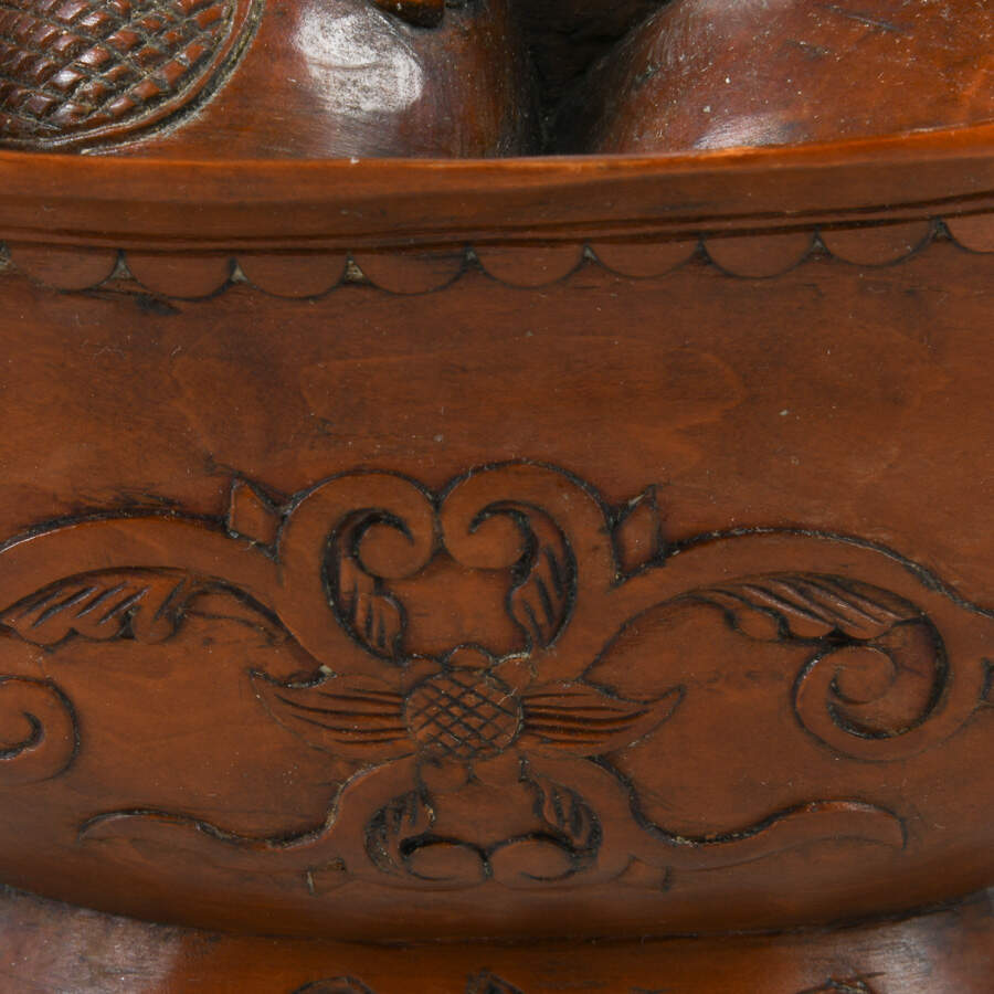 Pair of Hand-Carved Wooden Fruit and Foilage Sculptures-9