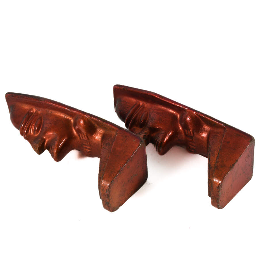 Pair of Metal Indigenous Painted Bookends-8