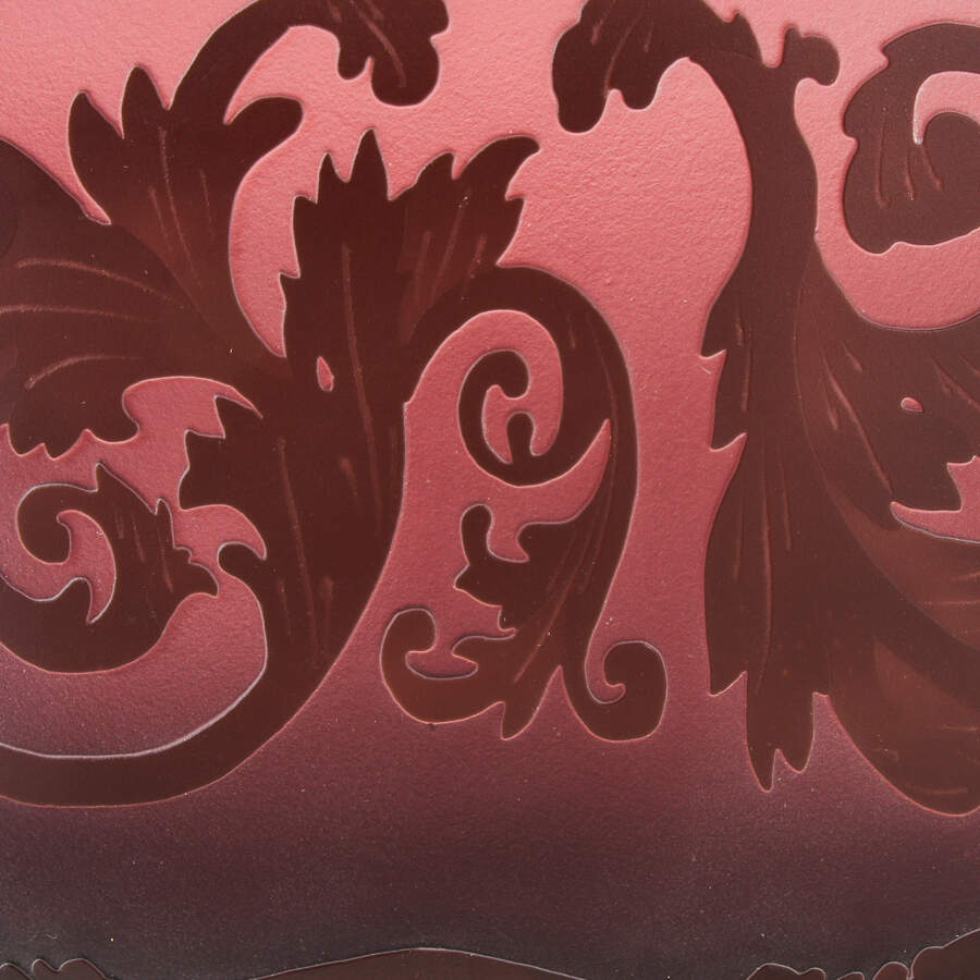 Plum Frosted Exterior and Leaf Scroll Design Bowl-8